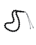 925 Sterling Silver with Jet Stone Tasbih – Certified Erzurum Oltu Stone Misbaha, 8mm Wrist Tasbeeh
