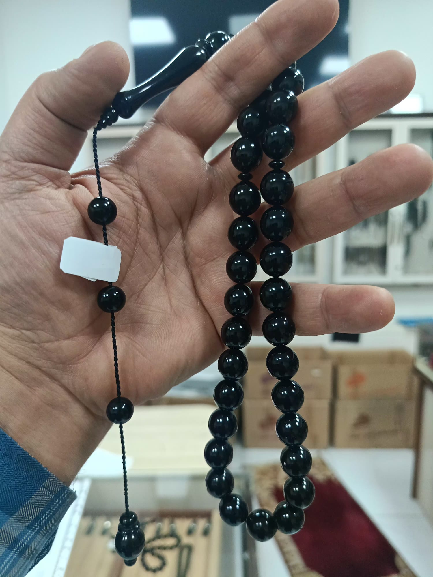Round-Cut Certified Erzurum Oltu Stone Tasbih, 12mm, Master Craftsmanship