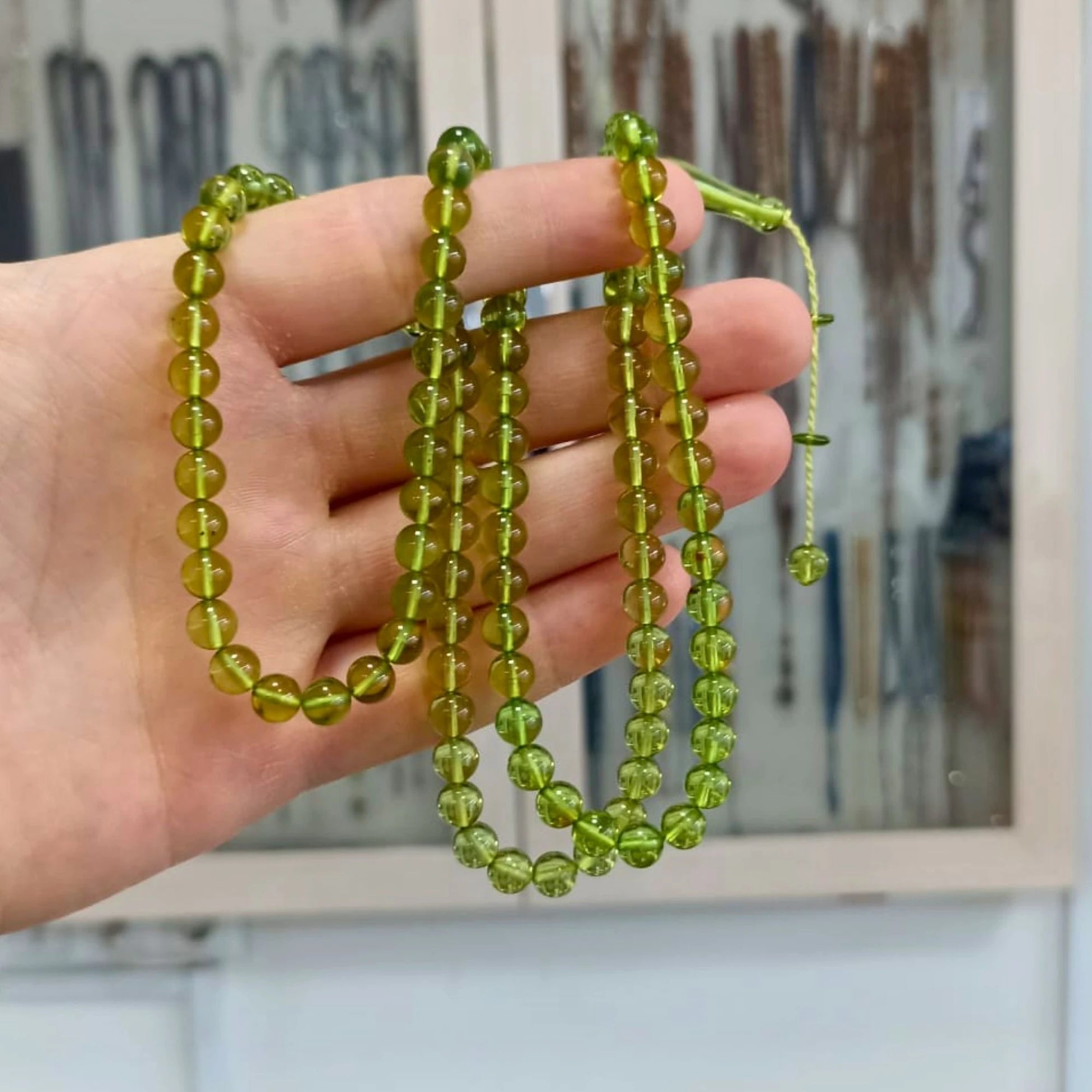 Natural Dominican Amber Salah Tasbih 99, Plain, 6.5mm