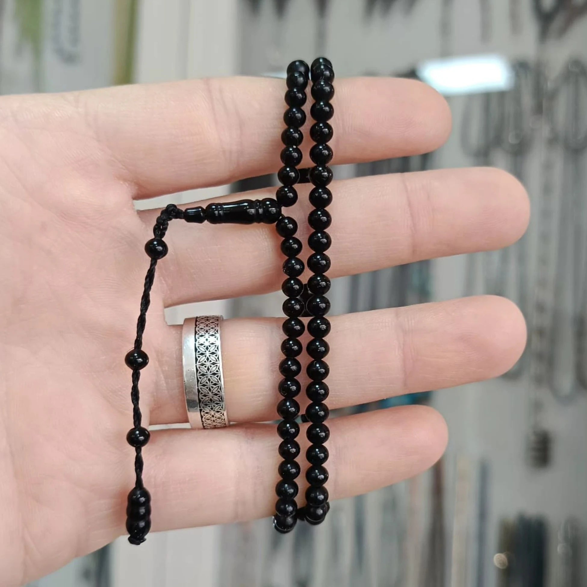 Certified Erzurum Oltu Stone Mini 99-Bead Tasbih, 4mm