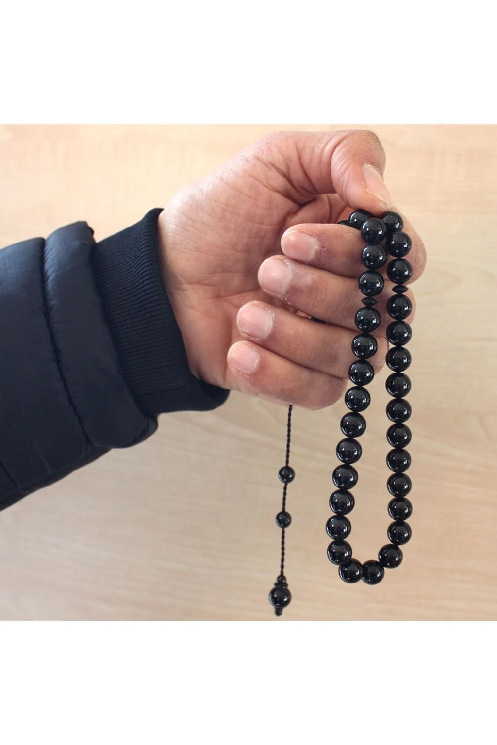Certified Erzurum Oltu Stone Tasbih, Plain, 9mm