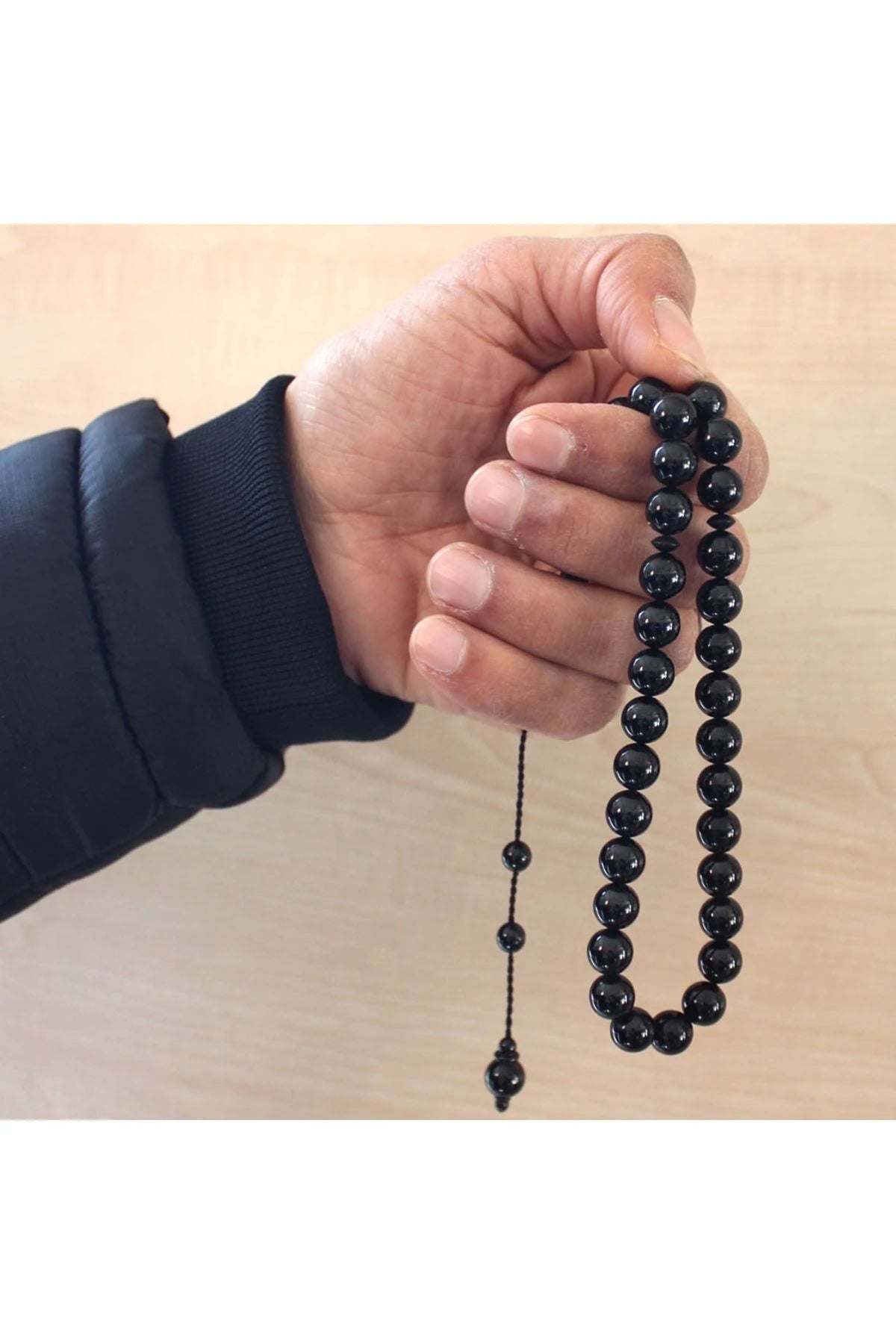 Certified Erzurum Oltu Stone Tasbih, Plain, 9mm