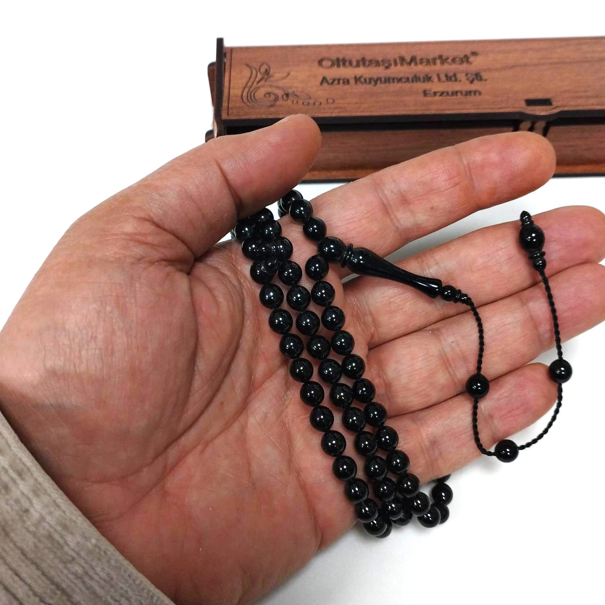 Certified Erzurum Oltu Stone Salah Tasbih 99, 6.5mm
