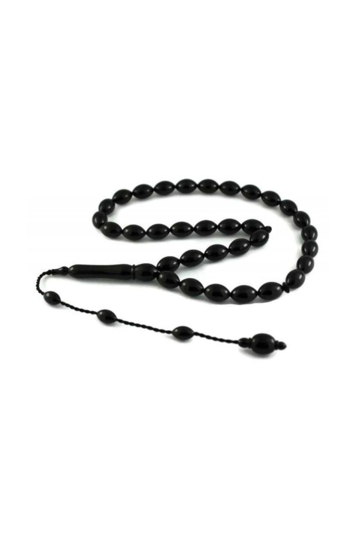 Collector's Series Certified Erzurum Oltu Stone Tasbih, Plain, 7x11mm
