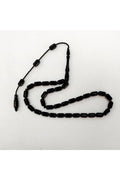Black Capsule-Cut Certified Erzurum Oltu Stone Tasbih with Adjustable Clasp, 4x8.5mm