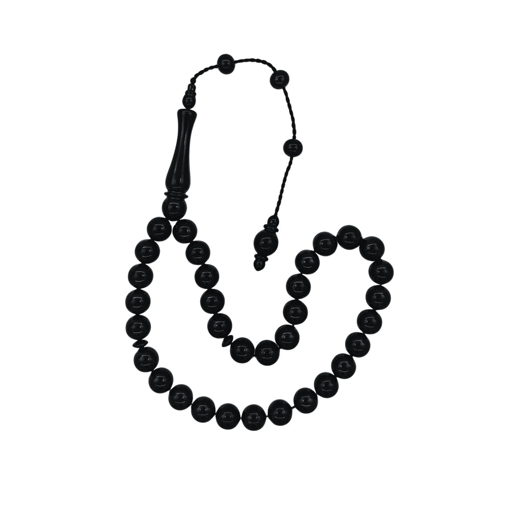 Wrist-Length Certified Erzurum Oltu Stone Tasbih, Plain, Master Craftsmanship, 8mm