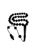 Turnip-Cut Erzurum Oltu Stone Tasbih, 10x11mm, with Adjustable Clasp