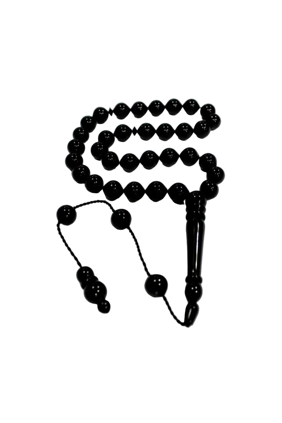 Turnip-Cut Erzurum Oltu Stone Tasbih, 10x11mm, with Adjustable Clasp