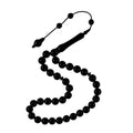 Round-Cut Certified Erzurum Oltu Stone Tasbih, 9.5mm, Master Craftsmanship
