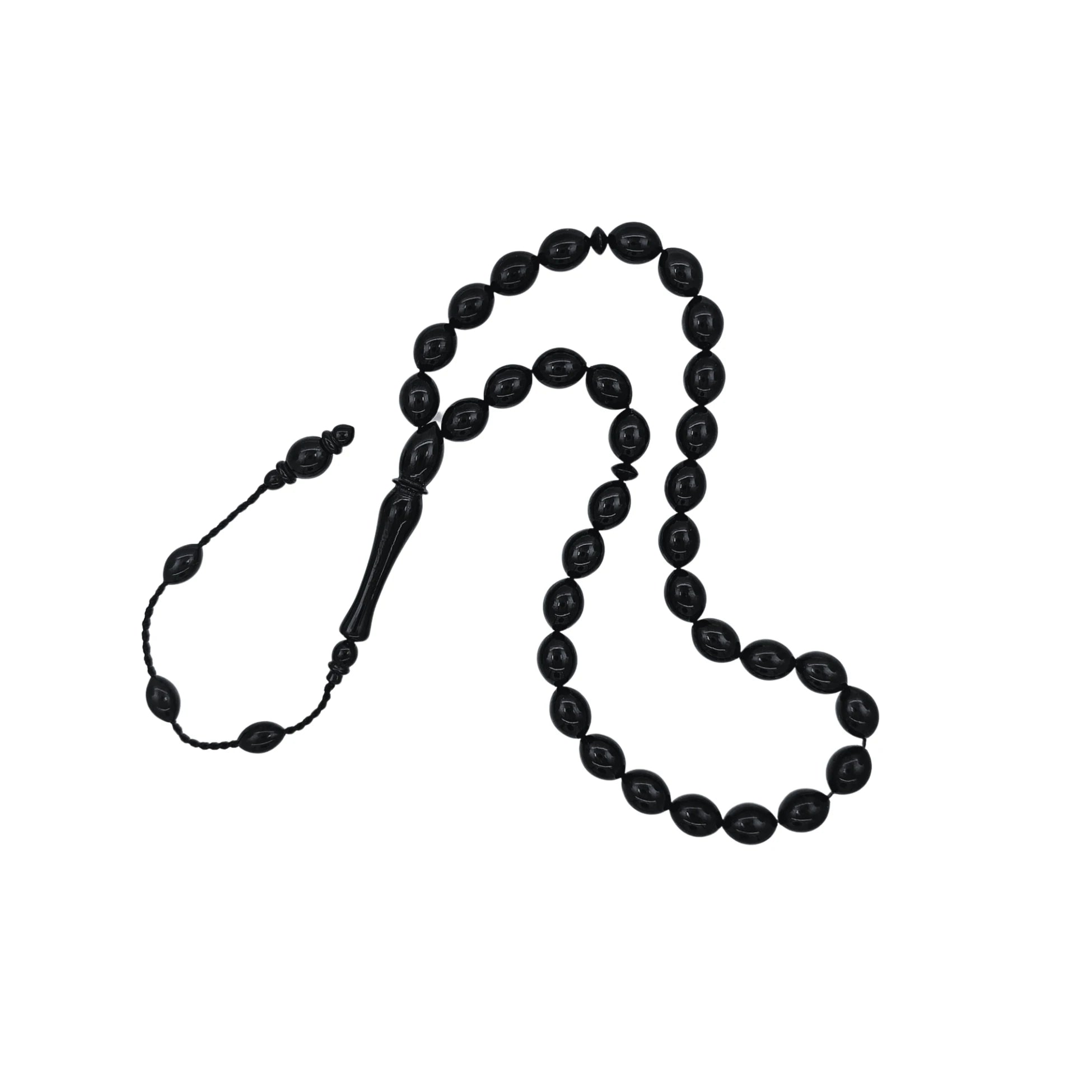 Barley-Cut Certified Erzurum Oltu Stone Tasbih, 7x9mm, Master Craftsmanship
