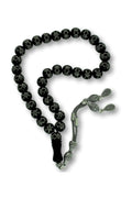 Press Oltu Stone Tasbih with Heavy Silver Inlay, 9mm