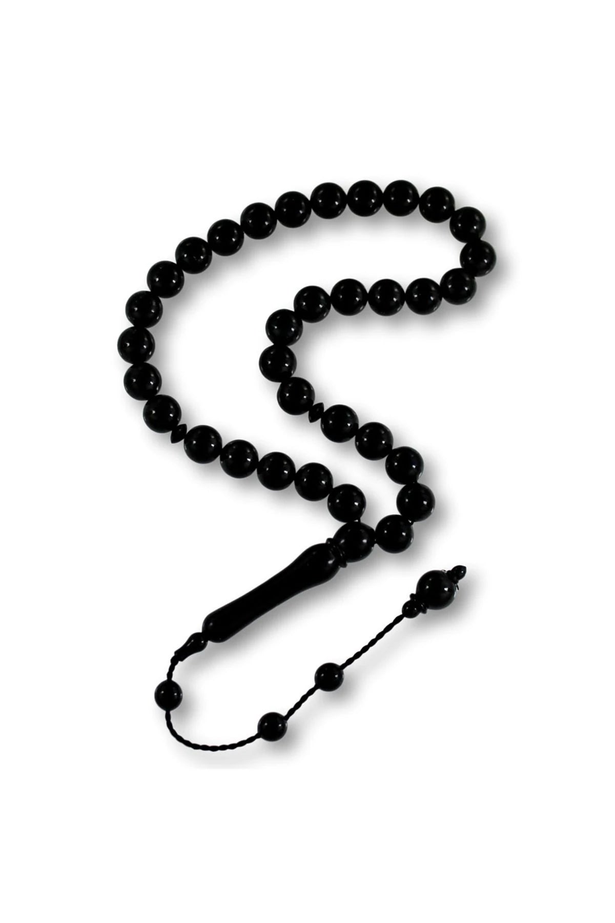 Certified Erzurum Oltu Stone Tasbih, Plain, 9mm