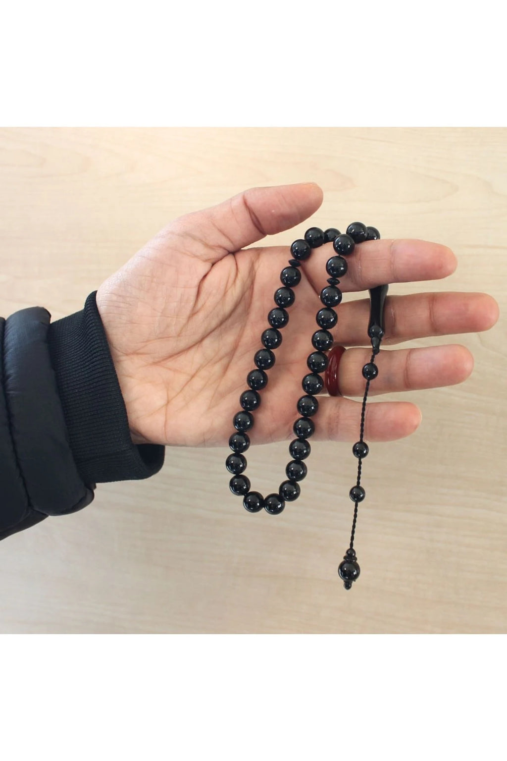 Certified Erzurum Oltu Stone Tasbih, Plain, 9mm