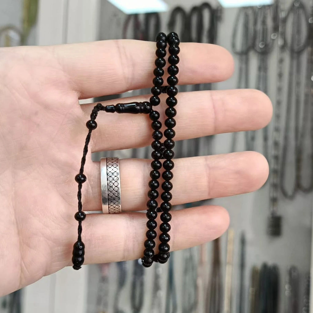 Certified Erzurum Oltu Stone Mini 99-Bead Tasbih, 4mm
