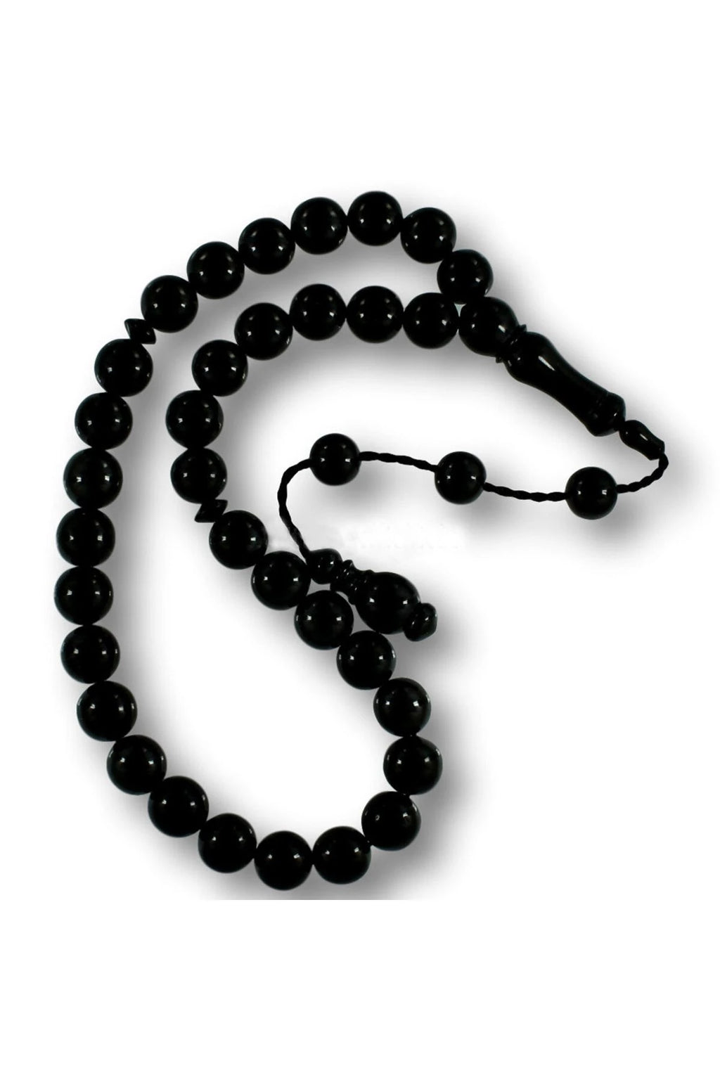 Round-Cut Certified Erzurum Oltu Stone Tasbih, 12mm