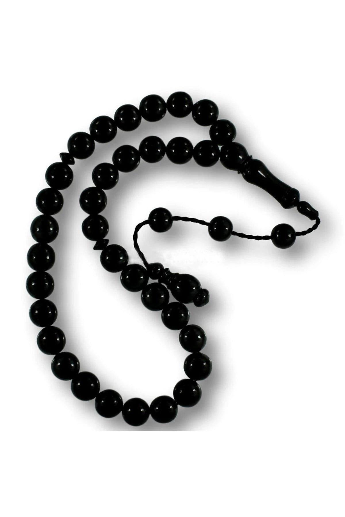 Round-Cut Certified Erzurum Oltu Stone Tasbih, 12mm