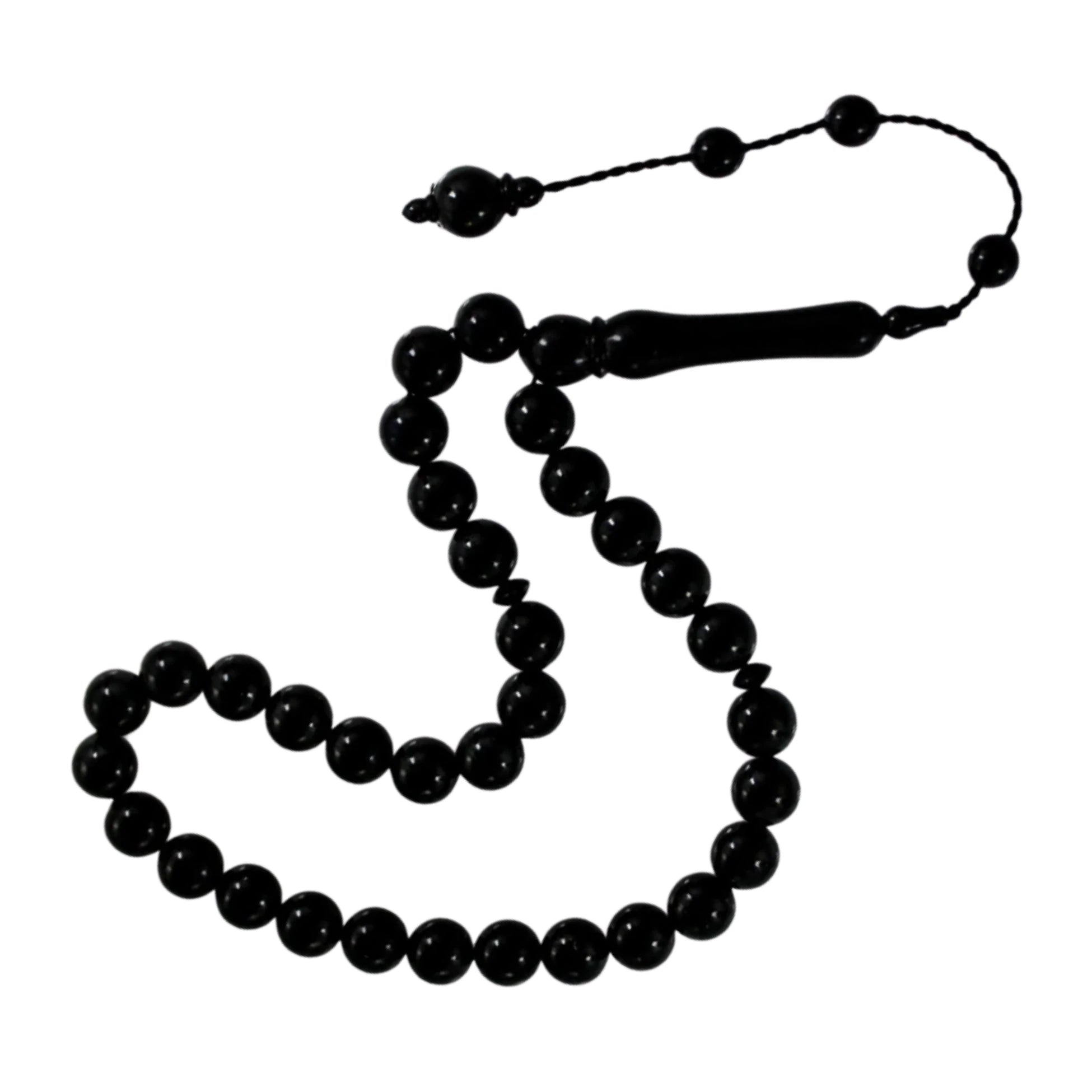 Round-Cut Certified Erzurum Oltu Stone Tasbih, 10mm, Master Craftsmanship