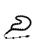 Round-Cut Certified Erzurum Oltu Stone Tasbih, Plain, 12mm