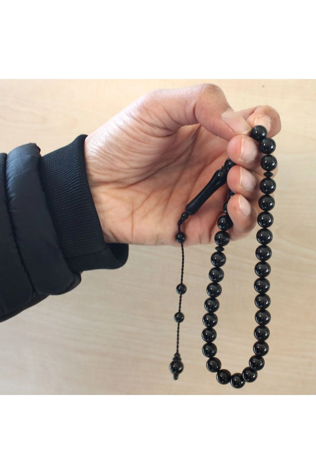 Certified Erzurum Oltu Stone Tasbih, Plain, 9mm