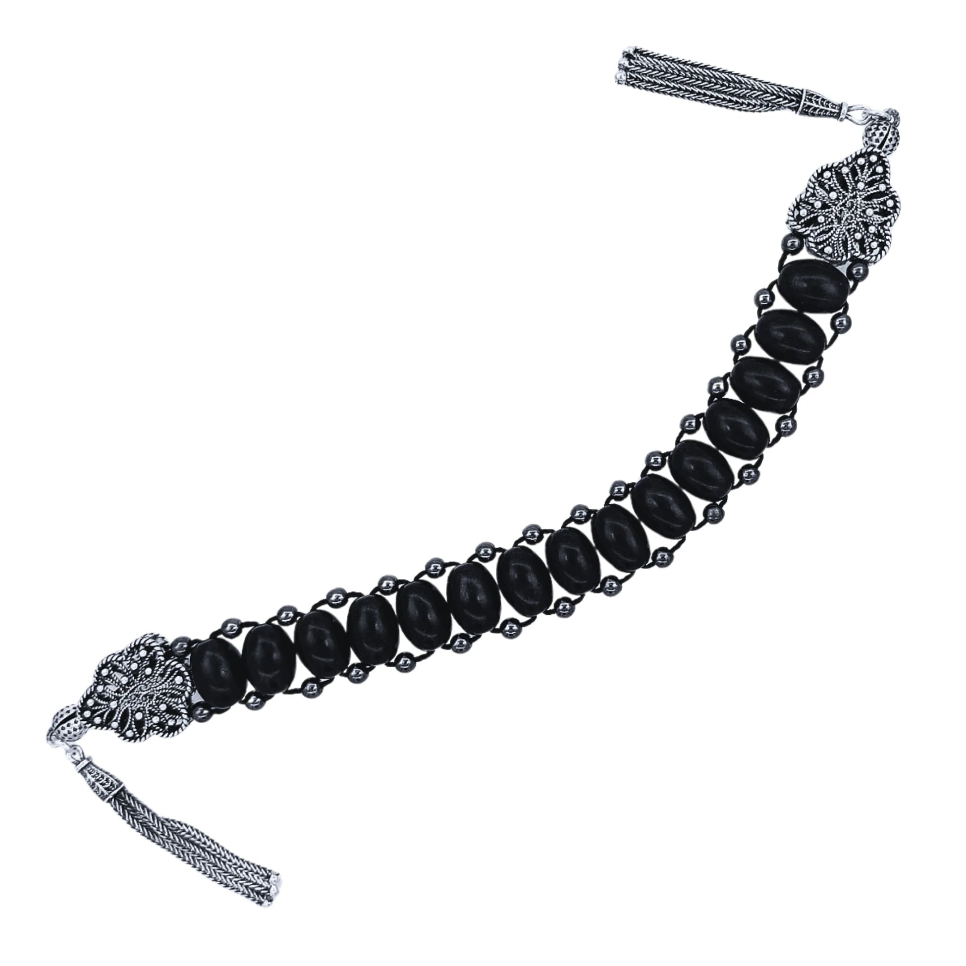 Press Oltu Stone & Hematite Zaza Tasbih, 25cm