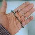 Mini Press Oltu Stone Tasbih with Heavy Silver Inlay, 7mm