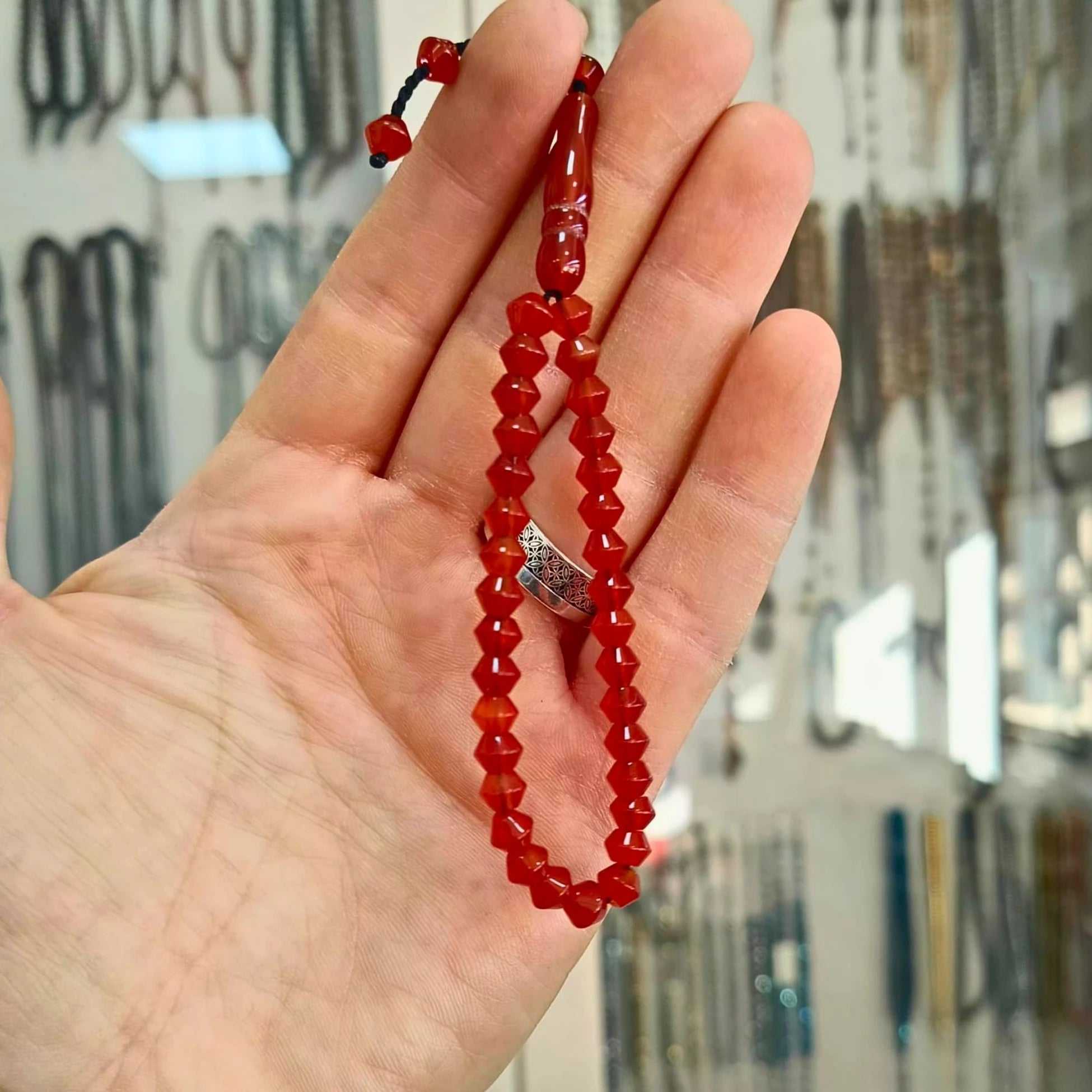 Wheel-Cut Mini Agate Tasbih, 5x6mm
