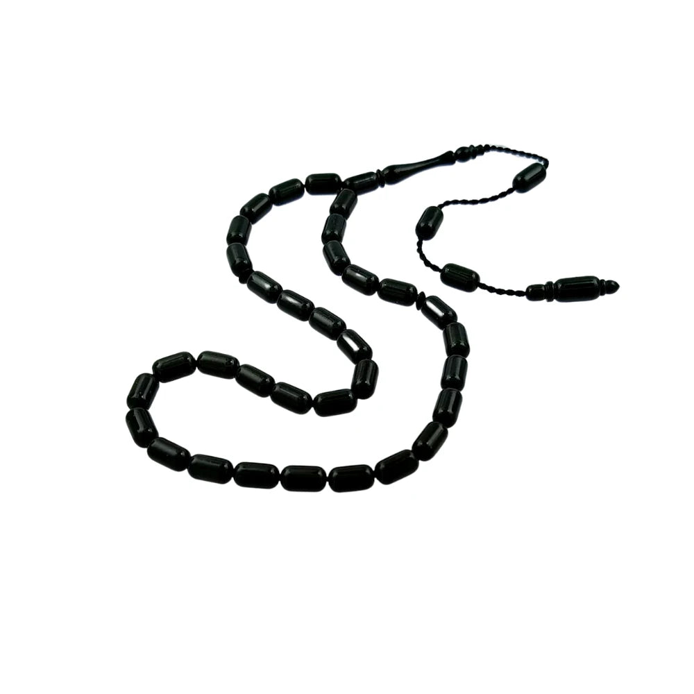 Capsule-Cut Certified Erzurum Oltu Stone Tasbih, Collector's Series, 5x9mm