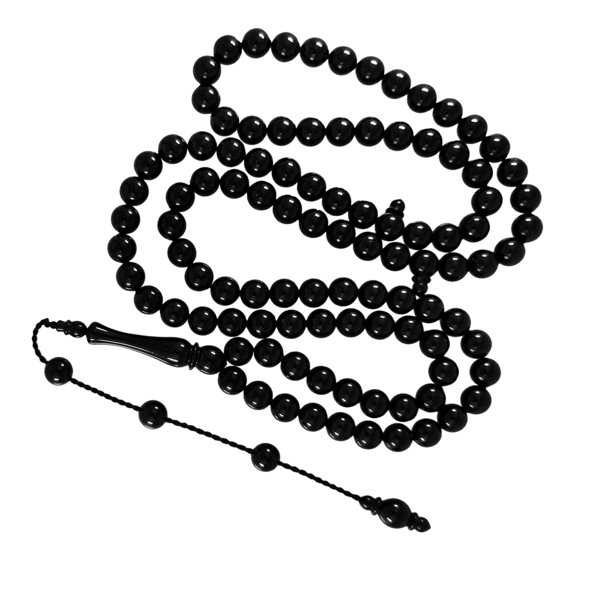 Certified Erzurum Oltu Stone 99-Bead Tasbih, 7.5mm, Adjustable Clasp