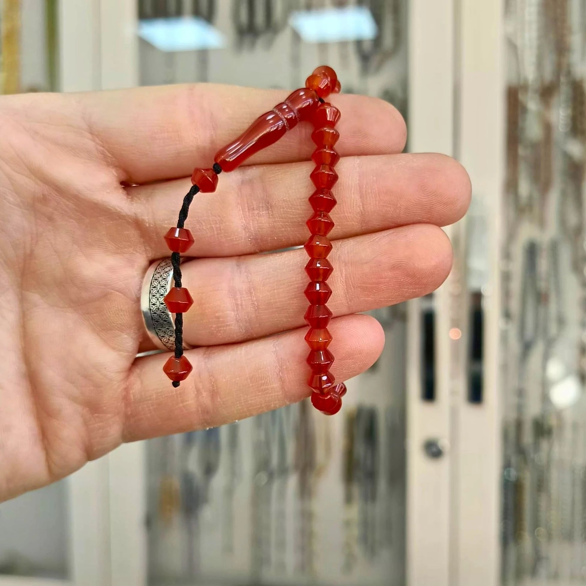 Wheel-Cut Mini Agate Tasbih, 5x6mm