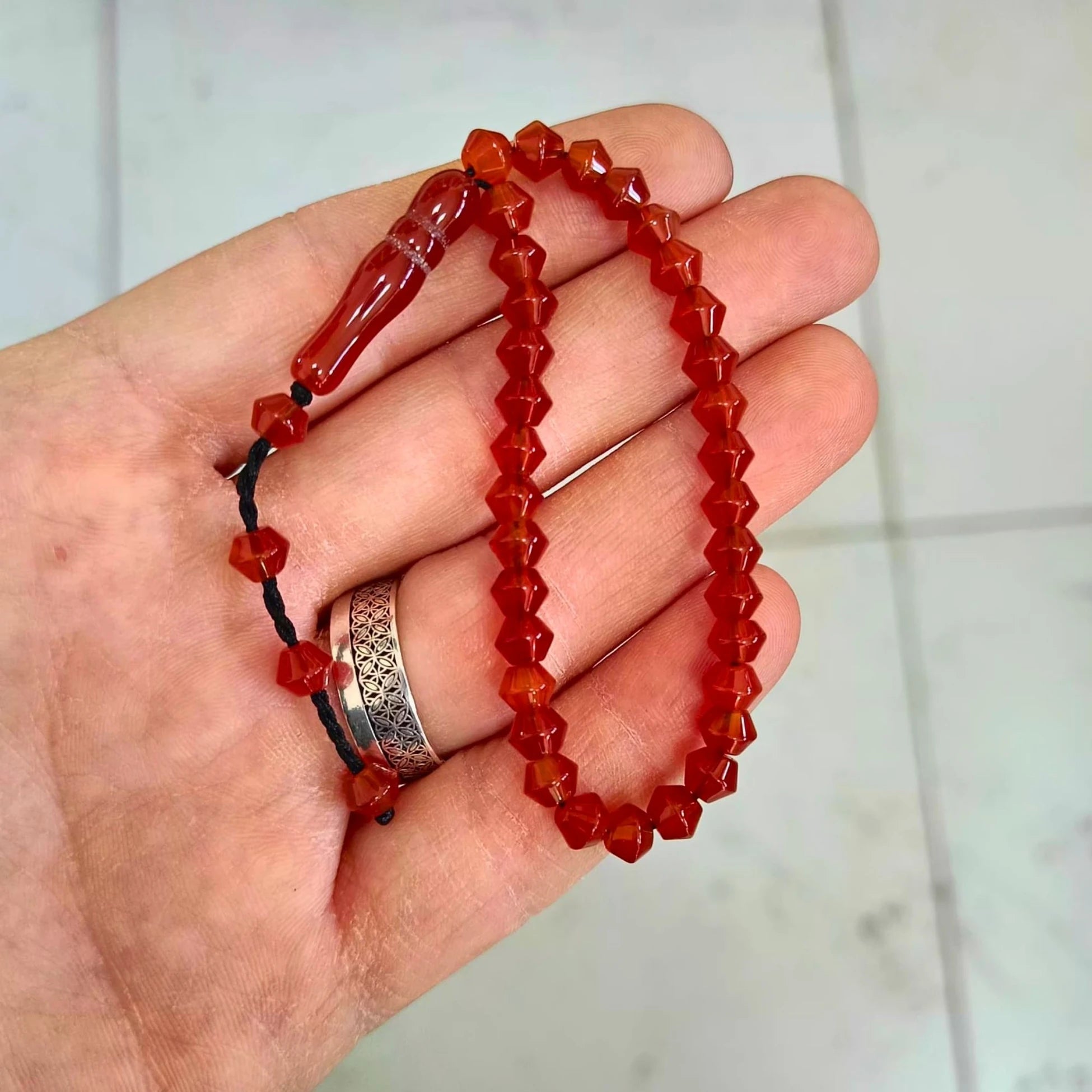 Wheel-Cut Mini Agate Tasbih, 5x6mm