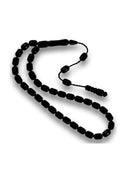 Capsule-Cut Erzurum Oltu Stone Tasbih, Plain, with Adjustable Clasp, 7x11mm