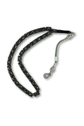 Cylindrical-Cut Erzurum Oltu Stone Tasbih with 925 Sterling Silver Inlay, 6.5x9mm