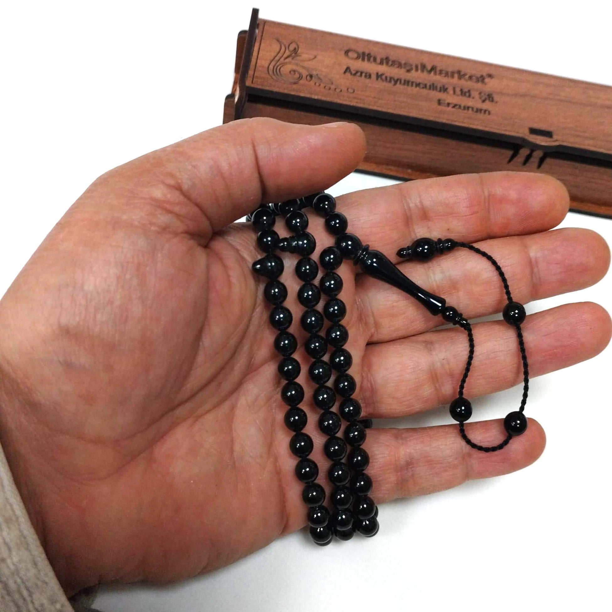 Certified Erzurum Oltu Stone Salah Tasbih 99, 6.5mm