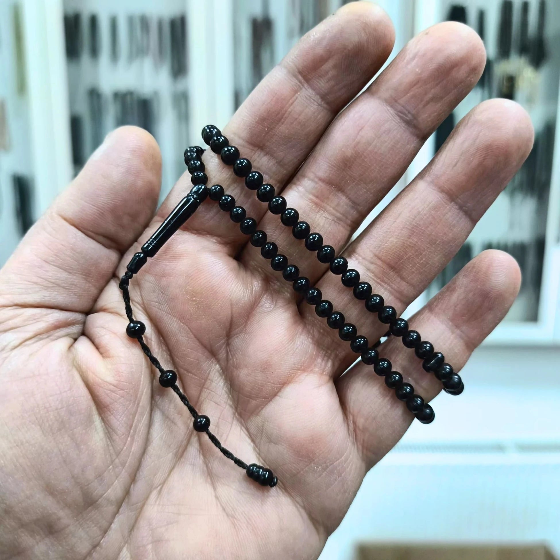 Mini Certified Erzurum Oltu Stone Salah Tasbih 99, Plain, 4.5mm